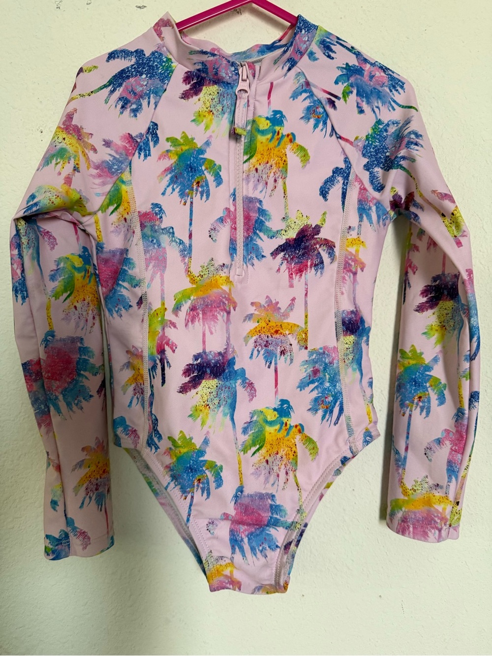 Andy & Evan Pink Multicolor Tropical Palm Rashguard